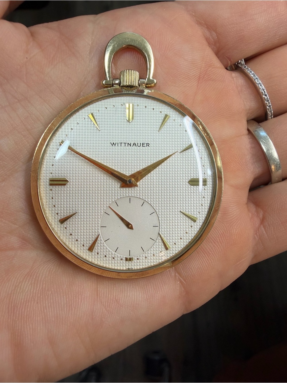Wittnauer Gold Pocket Watch with White Dial